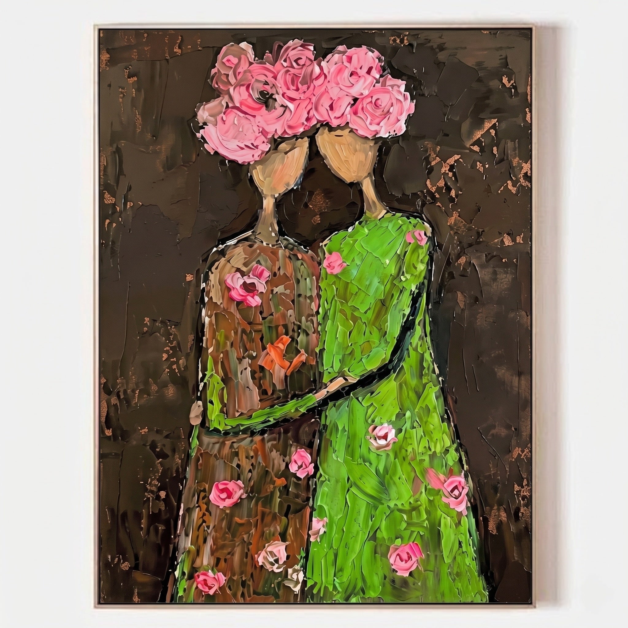 3D Heavy Texture Floral Portrait Painting SR0170 - Viral Wall Art